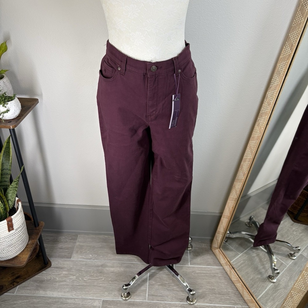 NWT Gloria Vanderbilt Womens 10 Burgundy Amanda Jeans Tapered Classic High Rise
